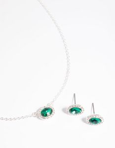 Green Stone Necklace and Earrings Set offers at S$ 5 in Lovisa