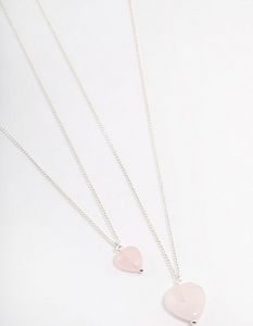 Silver Plated Rose Quartz Heart Necklaces 2-Pack offers at S$ 9 in Lovisa