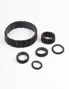 Gunmetal Diamante Cupchain Bracelet and Ring Pack offers at S$ 10 in Lovisa