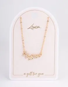 Gold Diamante Flower Cluster Necklace offers at S$ 10 in Lovisa