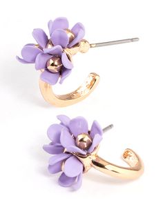 Purple Mini Flower Cluster Huggie Earrings offers at S$ 4 in Lovisa