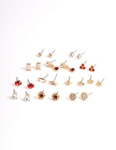 Gold Dainty Diamante Flower 12-Pack Earrings offers at S$ 8 in Lovisa