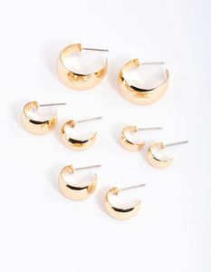 Gold Basic Flat Hoop Earrings 4-Pack offers at S$ 7 in Lovisa