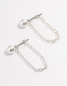 Silver Pearl Chain Front and Back Earrings offers at S$ 3 in Lovisa