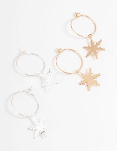 Mixed Metal Wire Snowflake Huggie Earrings offers at S$ 4 in Lovisa