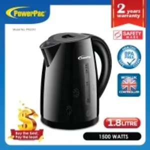 PowerPac PPJ2010 1.8L 1500W Black Kettle Jug offers at S$ 19.9 in Challenger