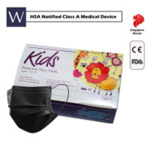Wistech 3ply Kids Surgical Face Mask (Black) offers at S$ 12.9 in Challenger