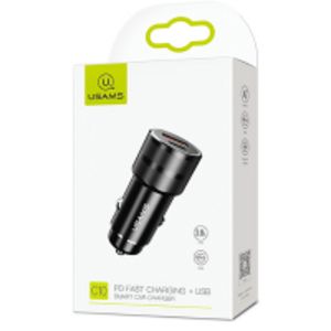 Usams US-CC059 Dual-Output USB Car Charger With PD+QC (Black) offers at S$ 17.91 in Challenger