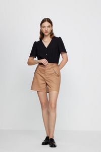 V Neck Blouse With Puff Sleeve And Gold Buttons offers at S$ 29 in G2000