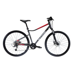 Hybrid Bike Riverside 500 9 speed Disc Brake - Grey/Red offers at S$ 299.9 in Decathlon