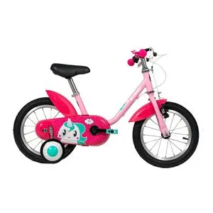 Girls Kids Bike Btwin 14 inch Unicorn 500 3-5 years - Pink offers at S$ 139.9 in Decathlon