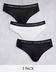 French Connection co-ord 3 pack briefs in black with gold and silver waistbands offers at S$ 12.5 in asos