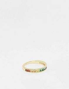 Pieces exclusive 18k plated rainbow stacking ring in gold offers at S$ 8 in asos