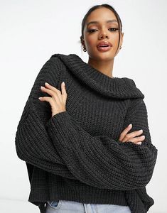 NaaNaa chunky knit roll neck jumper in charcoal offers at S$ 34 in asos