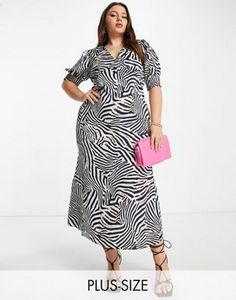 Never Fully Dressed Plus puff sleeve maxi dress in zebra print offers at S$ 49.5 in asos