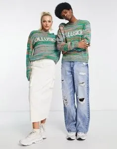 COLLUSION Unisex knitted space dye jumper with brand logo offers at S$ 15.5 in asos