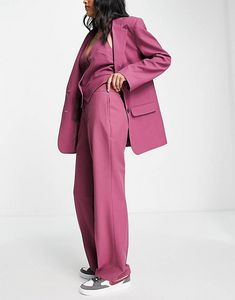 ASOS DESIGN Mix & Match slim straight suit trousers in plum offers at S$ 228 in asos