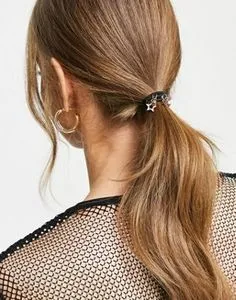 Accessorize embellished hair tie in black and gold offers at S$ 2.5 in asos