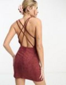 Gilli suedette cross back mini dress in wine offers at S$ 20 in asos