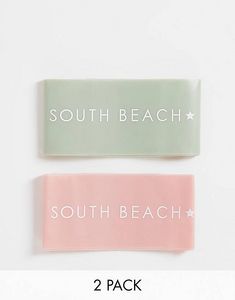 South Beach light/medium resistance bands 2 packs in frosty green and pink offers at S$ 4 in asos