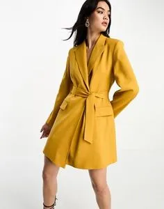 & Other Stories tie waist blazer mini dress in mustard offers at S$ 175 in asos